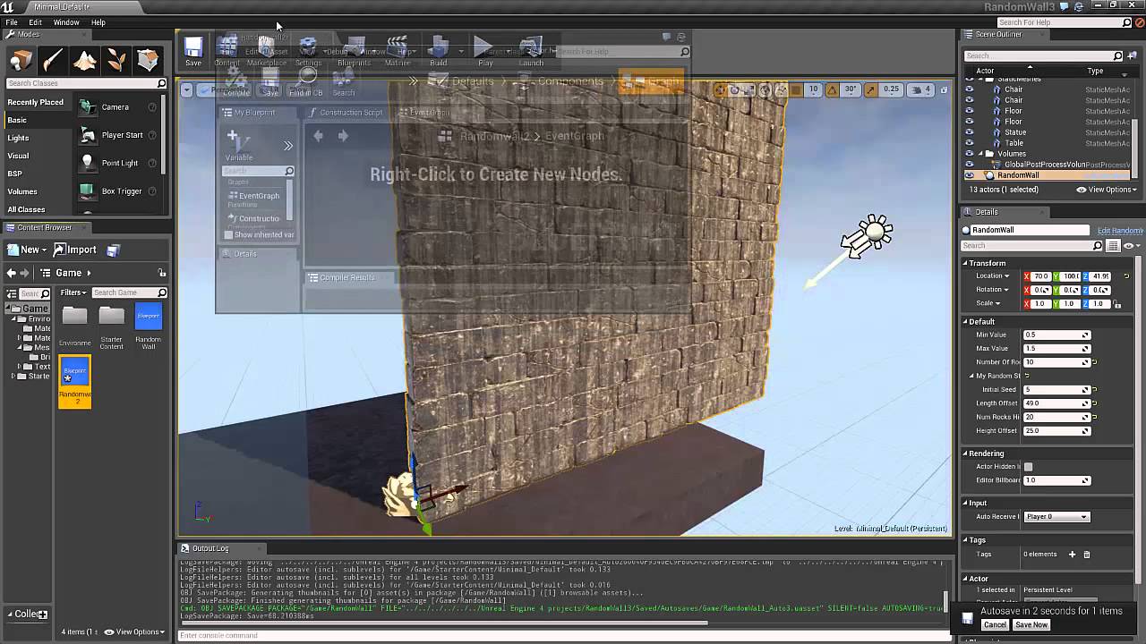 UE4 tutorial: Part 1. create a procedural randomized wall with blueprint