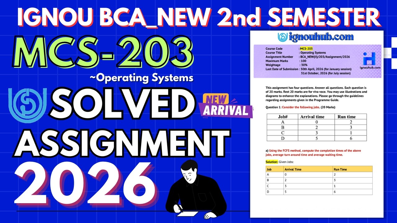 MCS-203 SOLVED ASSIGNMENT Jan-26/July-26 | IGNOU BCA_NEW 2nd Semester Solved Assignment 2026 | IGNOU