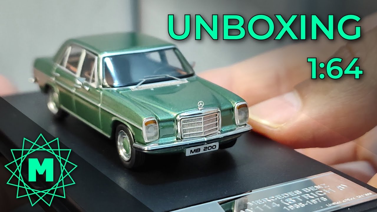 Mercedes-Benz 200 W114 (Strich 8) 1:64 Unboxing - Maxwell diecast