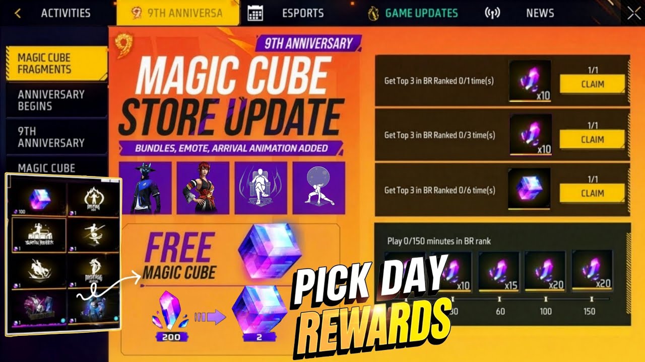 2 FREE MAGIC CUBE FREE FIRE 😮, FREE MAGIC CUBE EVENT, 9TH ANNIVERSARY EVENT, FREE FIRE NEW EVENT