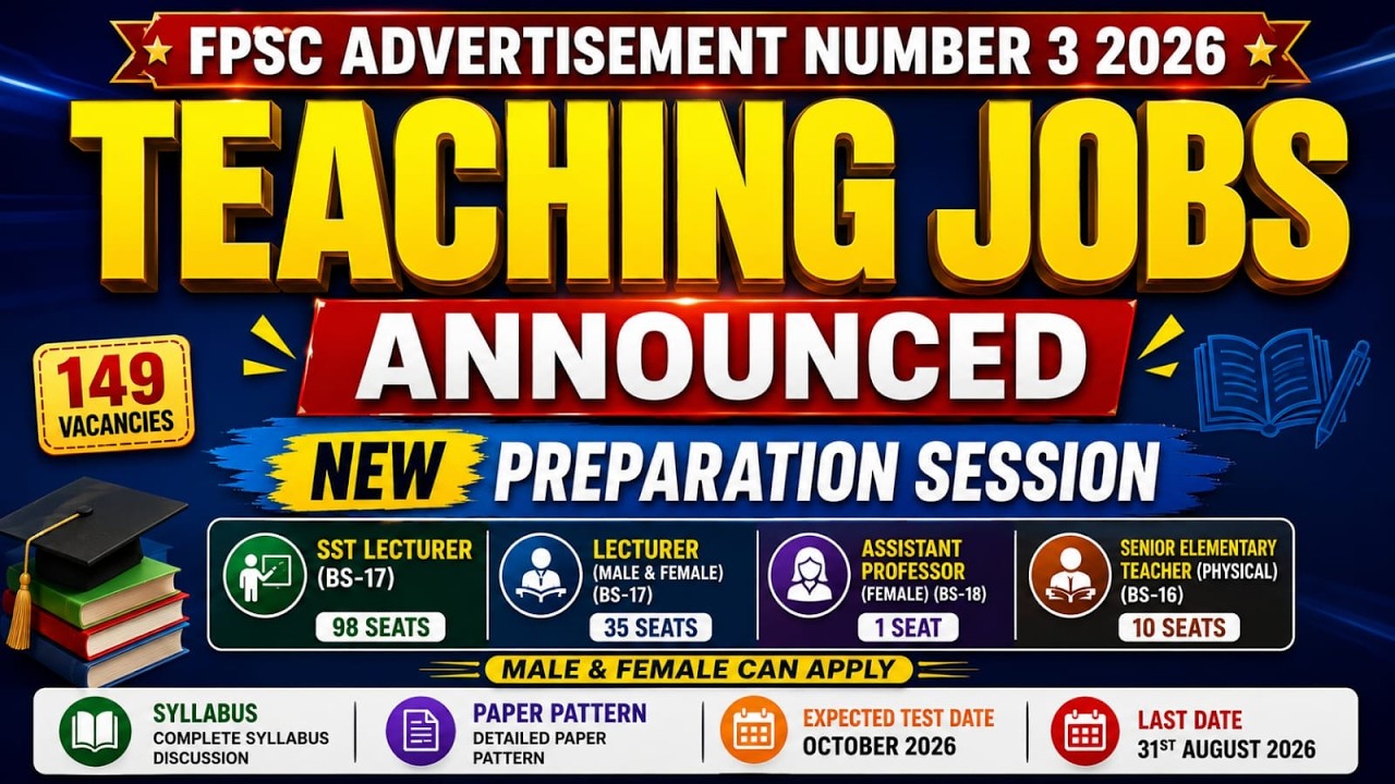 FPSC Teaching Jobs Announced | 149 Seats | SST, Lecturer | Apply by 31 Aug | Best Books & Notes Now