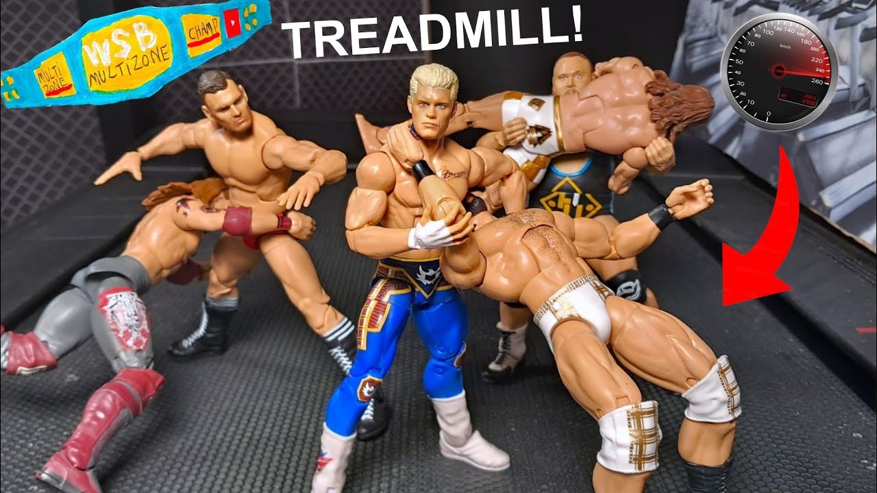 6-Man TREADMILL WWE Action Figure Match