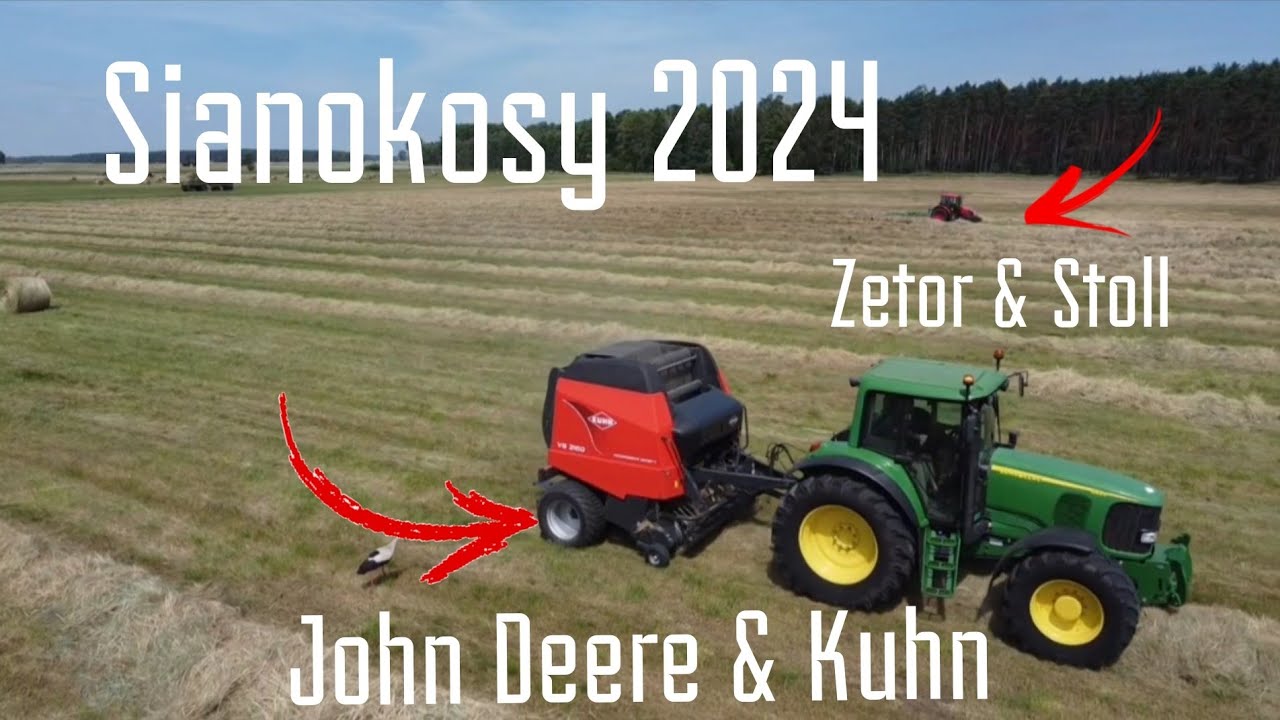 Sianokosy 2024. Prasowanie nowym nabytkiem!! ☆John Deere &Kuhn VB2160☆ 《Zetor & Stoll》