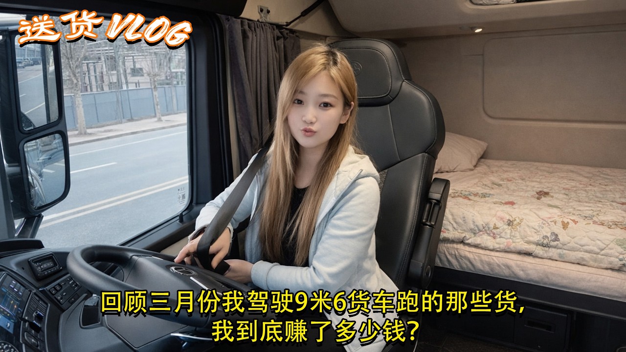 #奔驰9.6米货车 #货运女司机，回顾三月份我驾驶9米6货车跑的那些货，我到底赚了多少钱？Female Truck Driver 🚚💨 #货运小趴菜