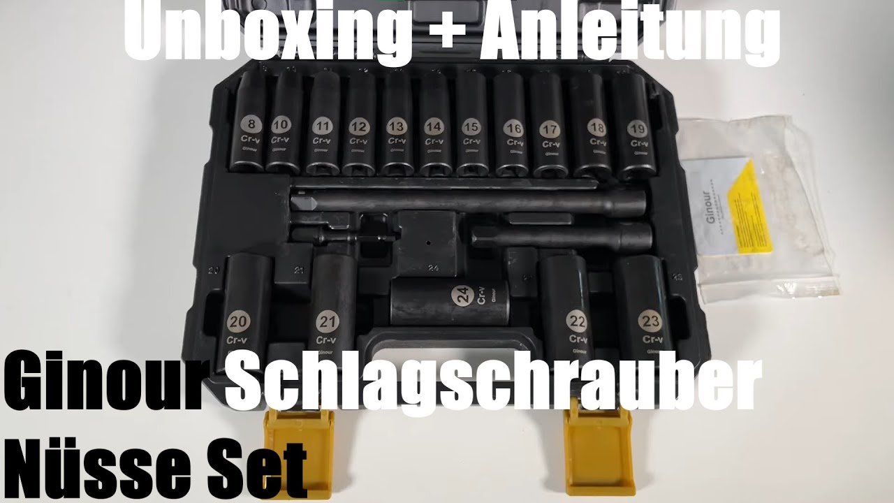 Schlagschrauber Nüsse Set Ginour Impact Socket Set 1/2”  Kraftsteckschlüssel Unboxing und Anleitung
