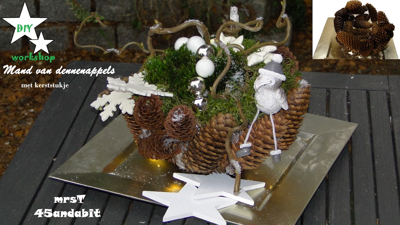 DIY Knutselen met dennenappels: schaal maken en decoreren l kerst bloemschikken l DekoideenLand
