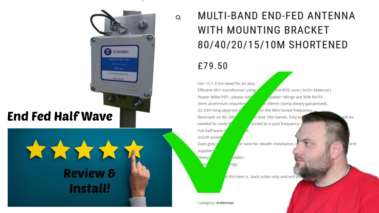 UK Antennas Review and Install of the EFHW Multiband antenna! Fantastic! Small Garden, Spiderpole!