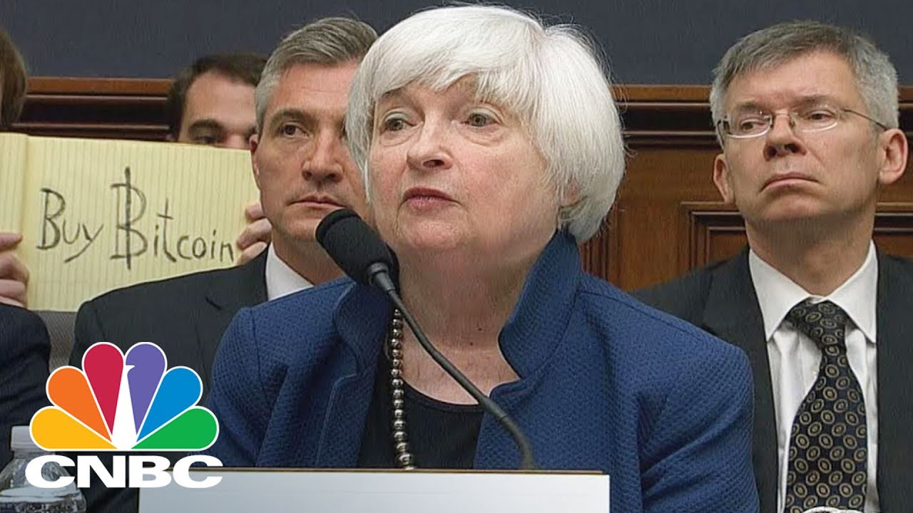 Janet Yellen: Someone Held Up A 'Buy Bitcoin' Sign During Testimony To Congress | CNBC
