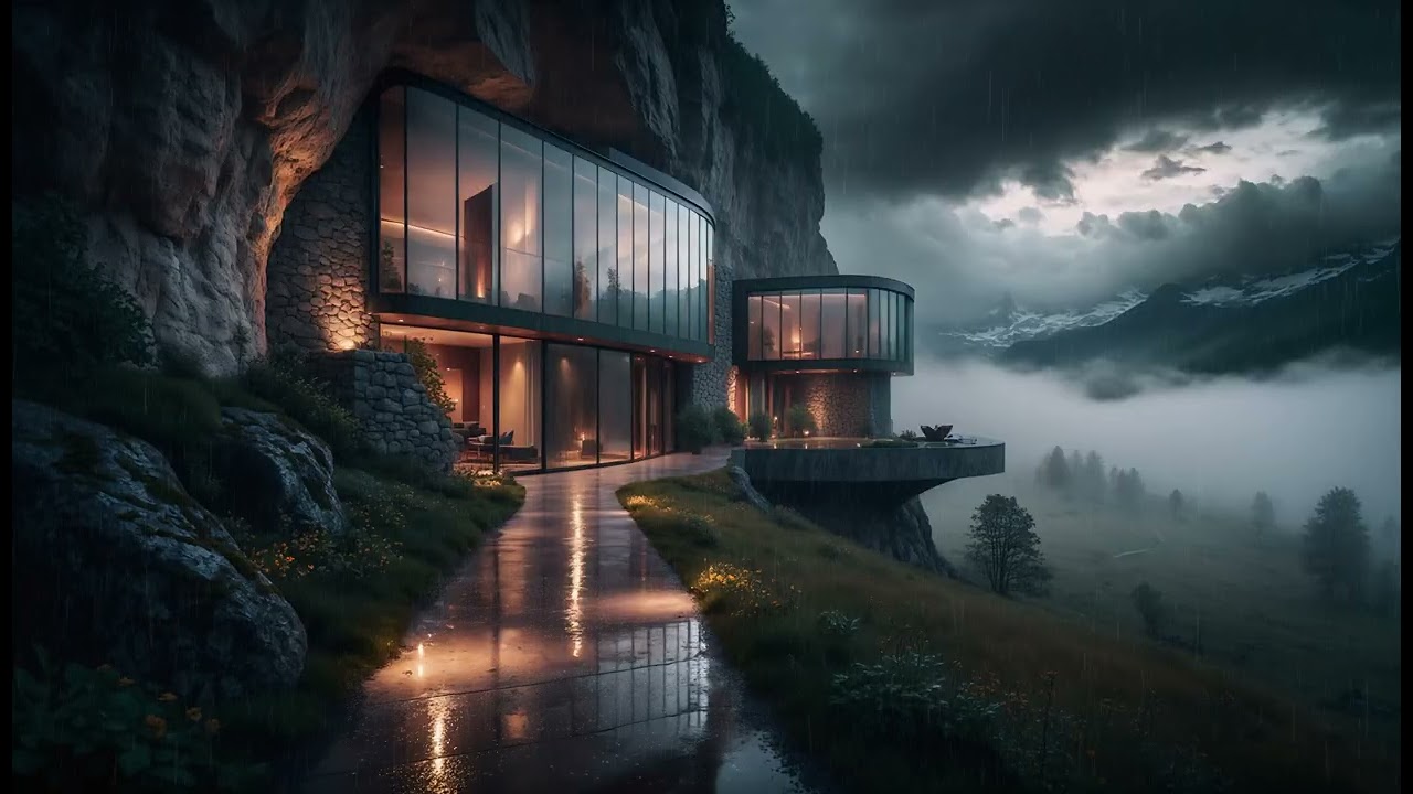 Cliffside Thunderstorm | Mountain Rain Ambience | 8 Hours