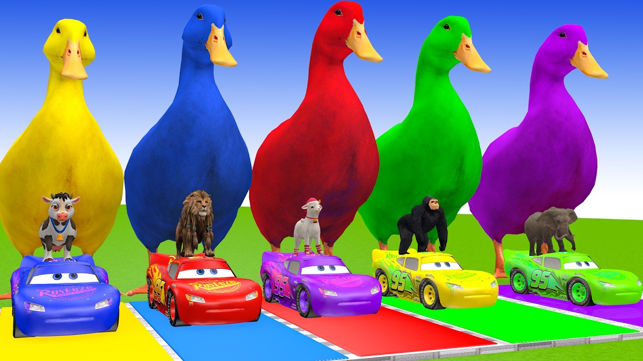 Long Slide Game With Cow Elephant Gorilla Hippopotamus Tiger 3d Animal Game Funny 3d Animals