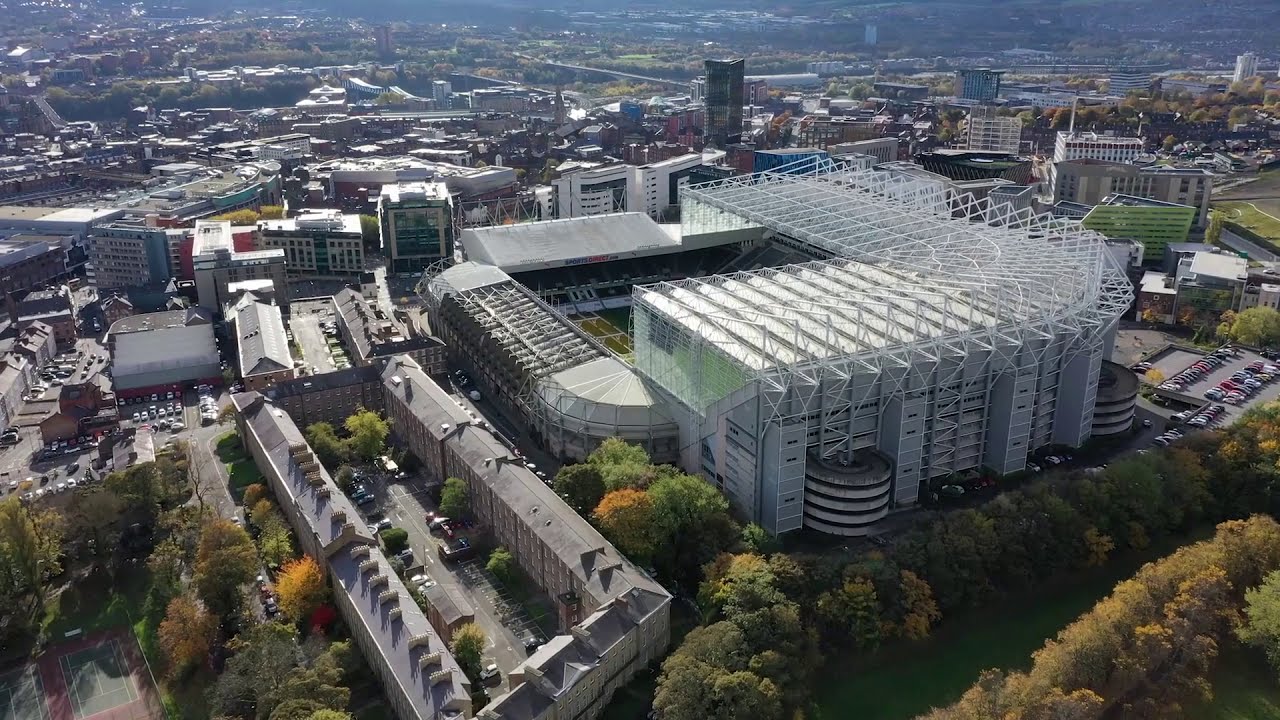 Newcastle United's Stadium St James' Park from the air
