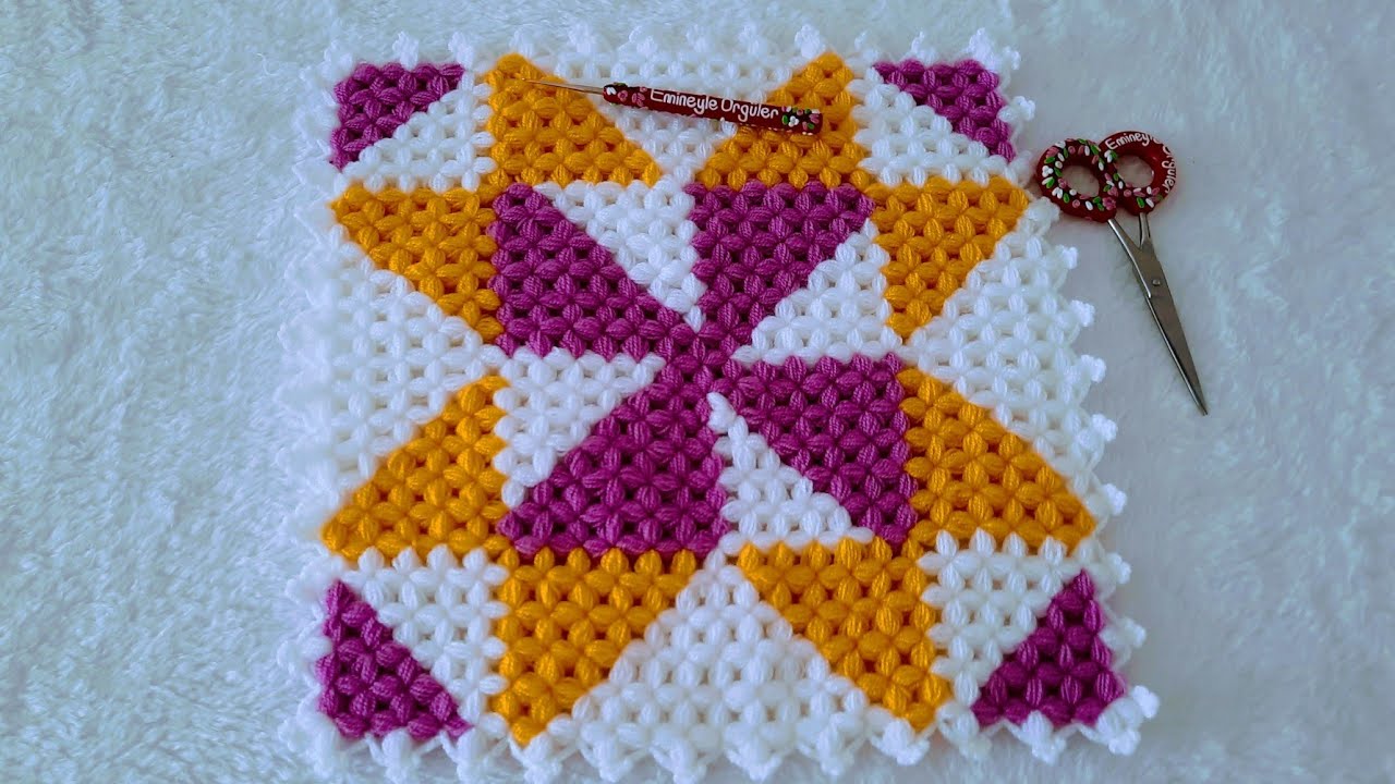 2024💜enyenimodeller🧿 Hand-knitted🧶kare lif modeli #tigisi #tasarım #knitting