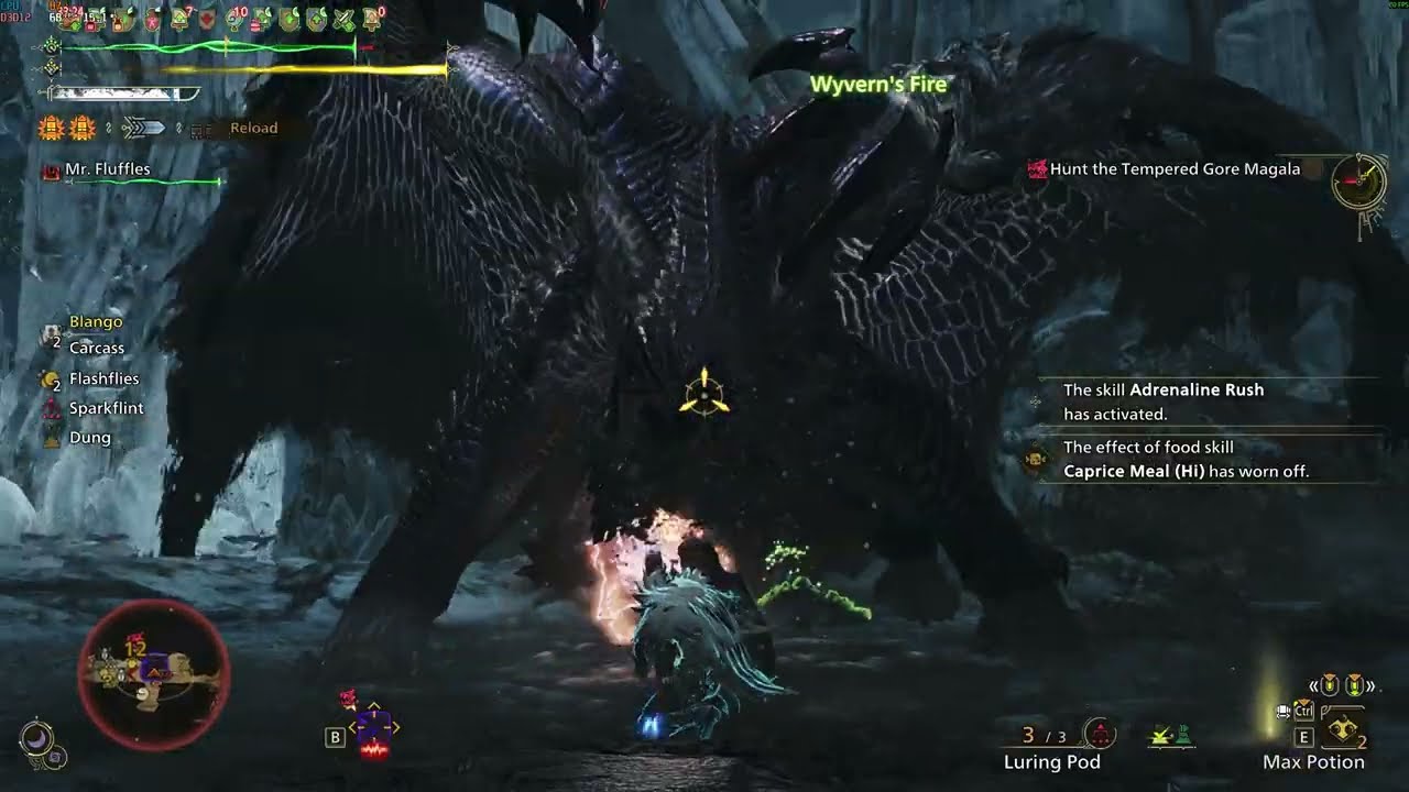 MHWilds - 9-5* Tempered Gore Magala vs. Gunlance God Charm - 9:37 Slay (no env. dmg or planned trap)