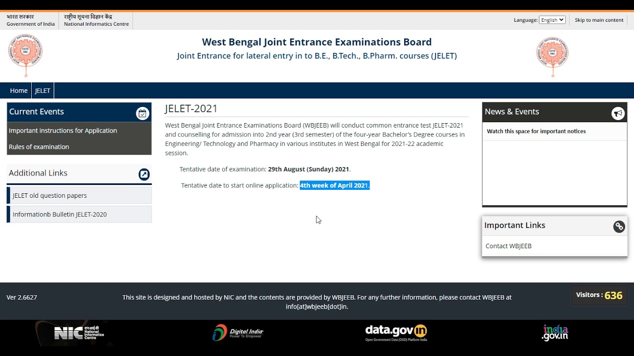 JELET 2021 EXAM DATE & APPLICATION DATE Published| Check Now| WBJEE Official Notice|