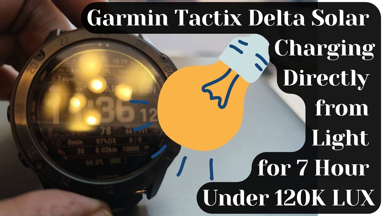 Garmin Tactic Delta Solar  Charging Directly from Light for 7 Hour Under 120K LUX Upload