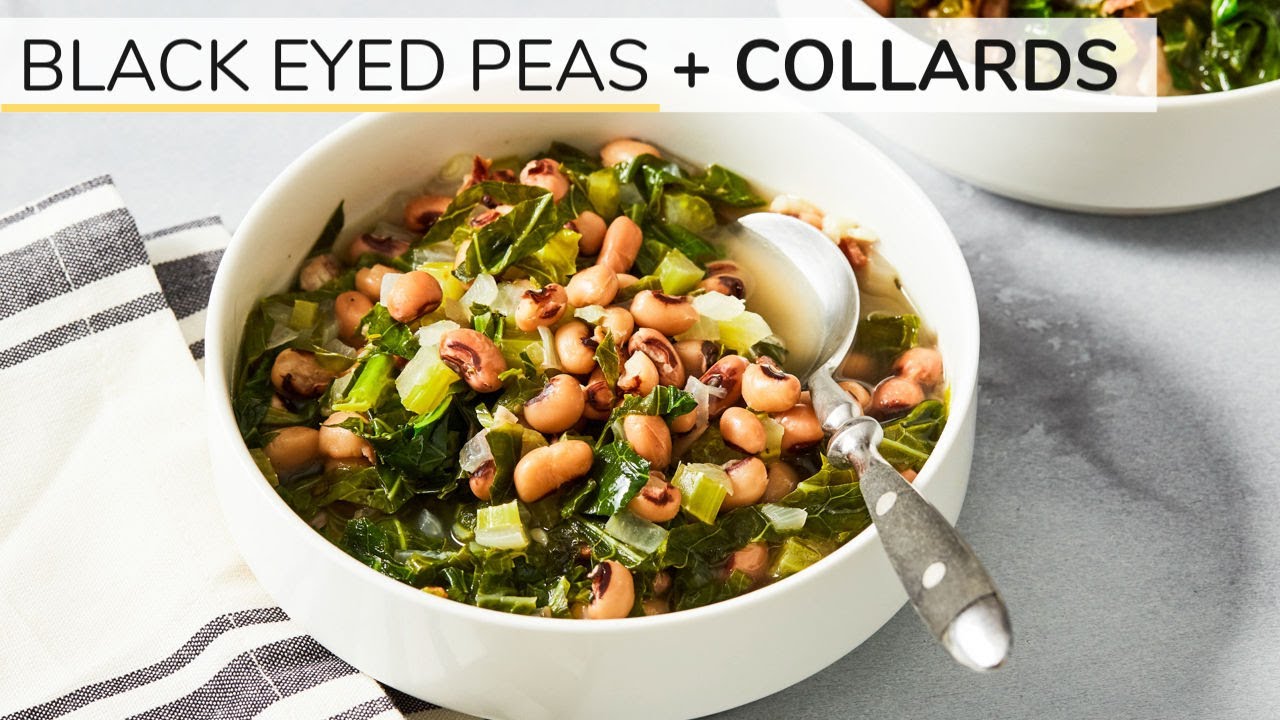 BLACK EYED PEAS + COLLARD GREENS | easy, healthy soup recipe