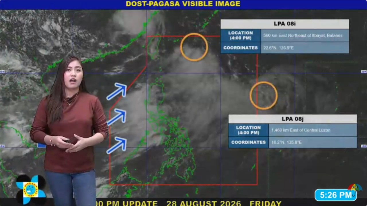 LIVE | PAGASA issues public weather forecast (August 28, 2026 - 5 p.m.)