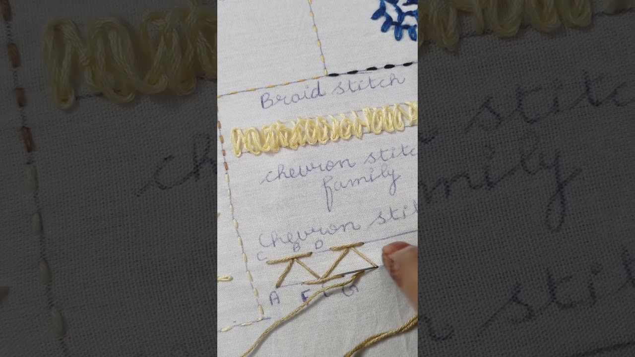 Chevron stitch 🪡, Chevron 🔰 stitch family, Hand Made, Hand embroidery stitches tutorial 🪡⭐✨#craft 🪡✨