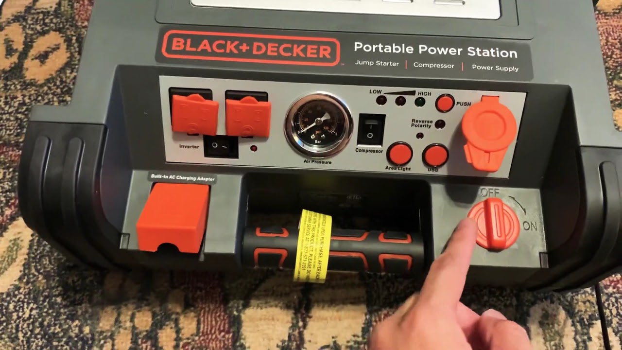 BLACK & DECKER PORTABLE POWER STATION JUMP STARTER & AIR COMPRESSOR
