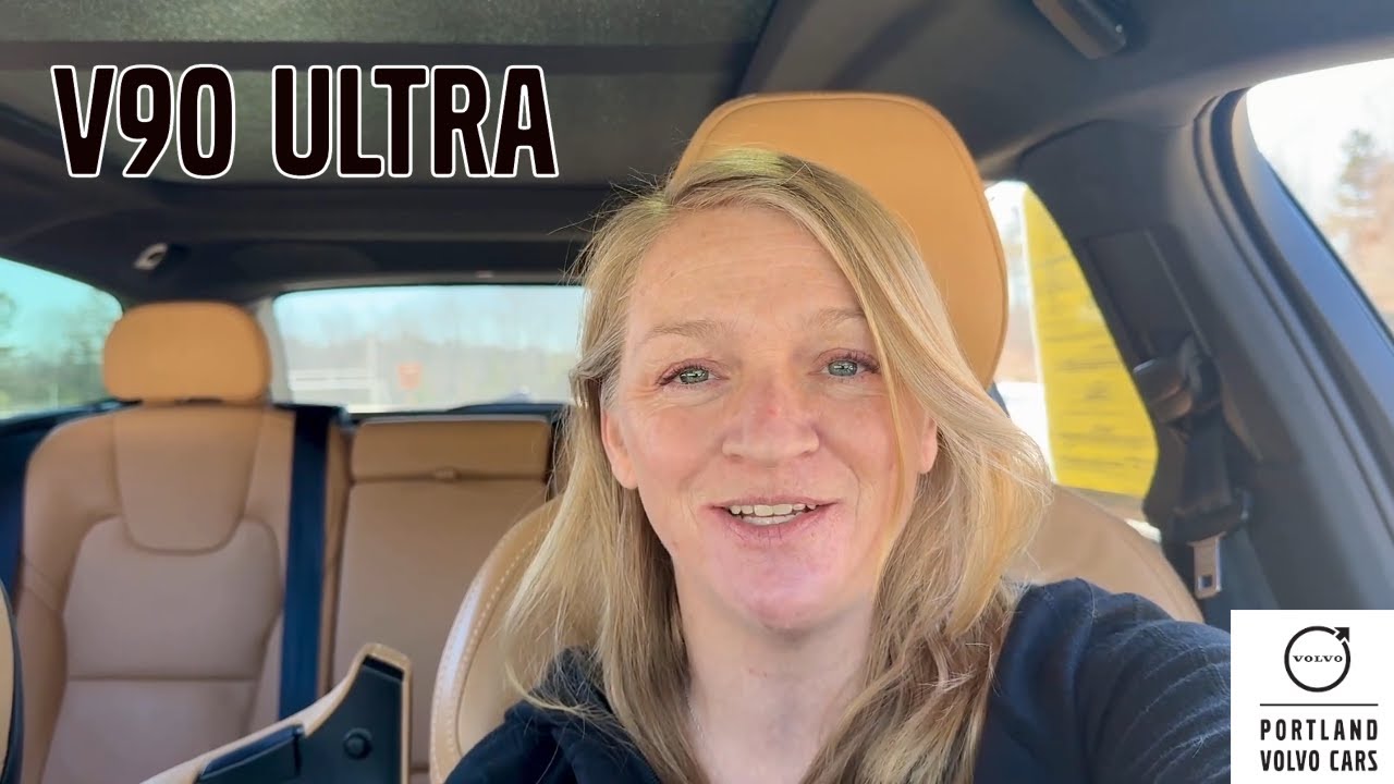 2025 Volvo V90 Ultra with Amber leather interior - walkaround with Heather