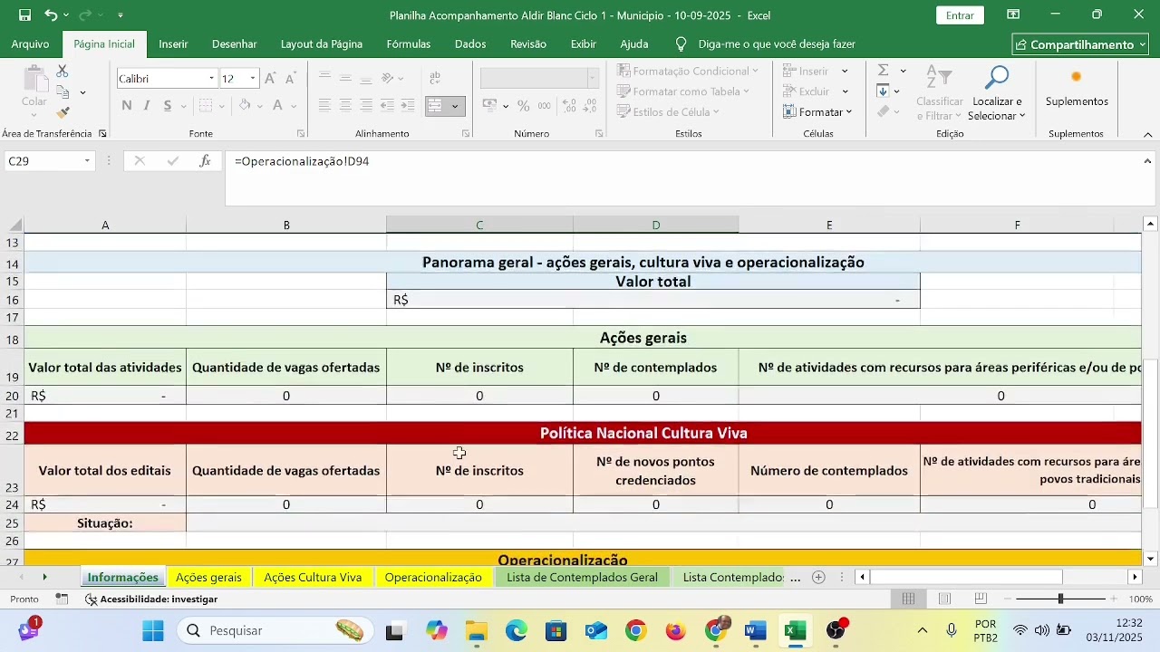 PREENCHENDO PLANILHA PRESTACAO DE CONTA PNAB CICLO 1