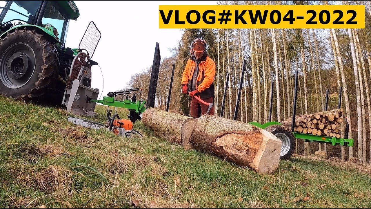 Waldbauerbericht: Holzpolter, Holzrückung, Meterholz  verladen, Stangenholz sortieren