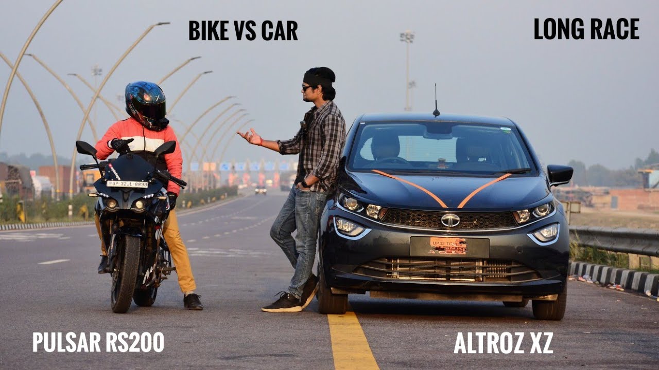 Pulsar RS200 Vs Tata Altroz XZ | Car Vs Bike | 1500cc Vs 200cc | Long Race | Top End