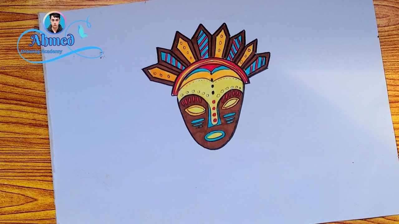 رسم قناع افريقي || رسم الفن الافريقي || رسم عن الفن الافريقي || رسومات عن الفن الافريقي  || 2