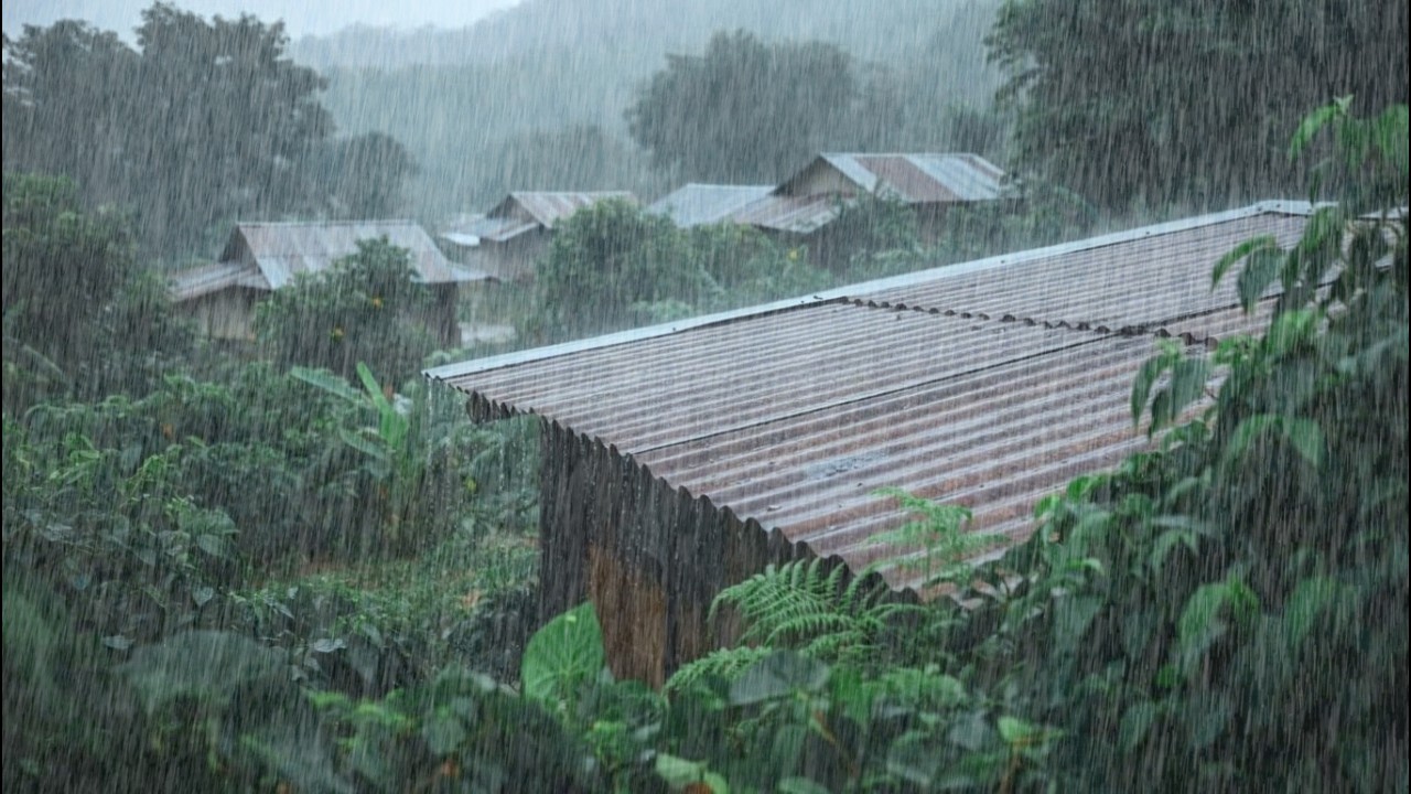 Gentle Heavy Rain Sound on a Tin Roof, Calm and Relax
