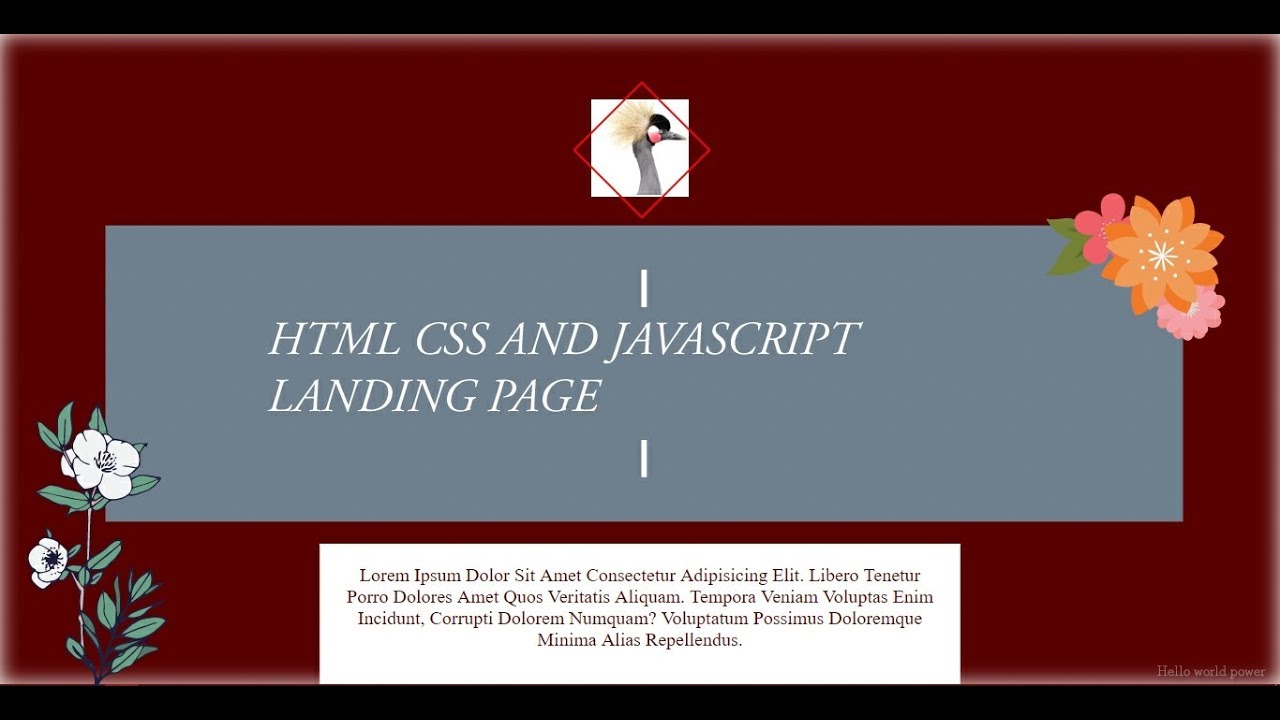 HTML, CSS  AND JAVASCRIPT LANDING PAGE.// HTML CSS ANIMATION.