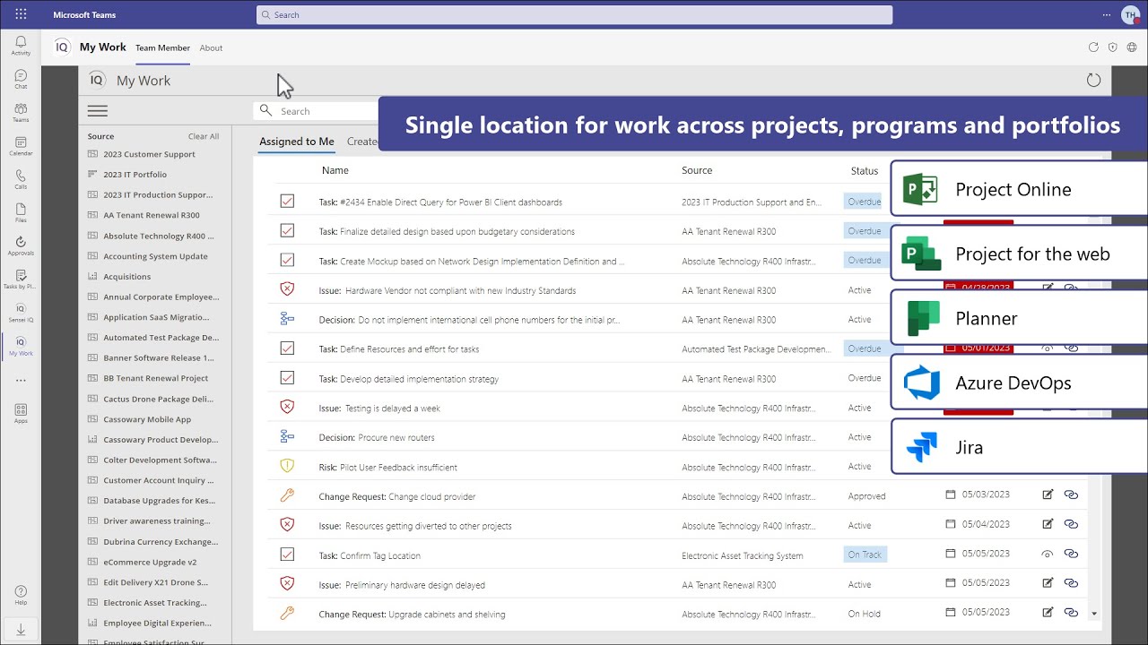 My Work in Sensei IQ - Single location for all work across projects, programs and portfolios