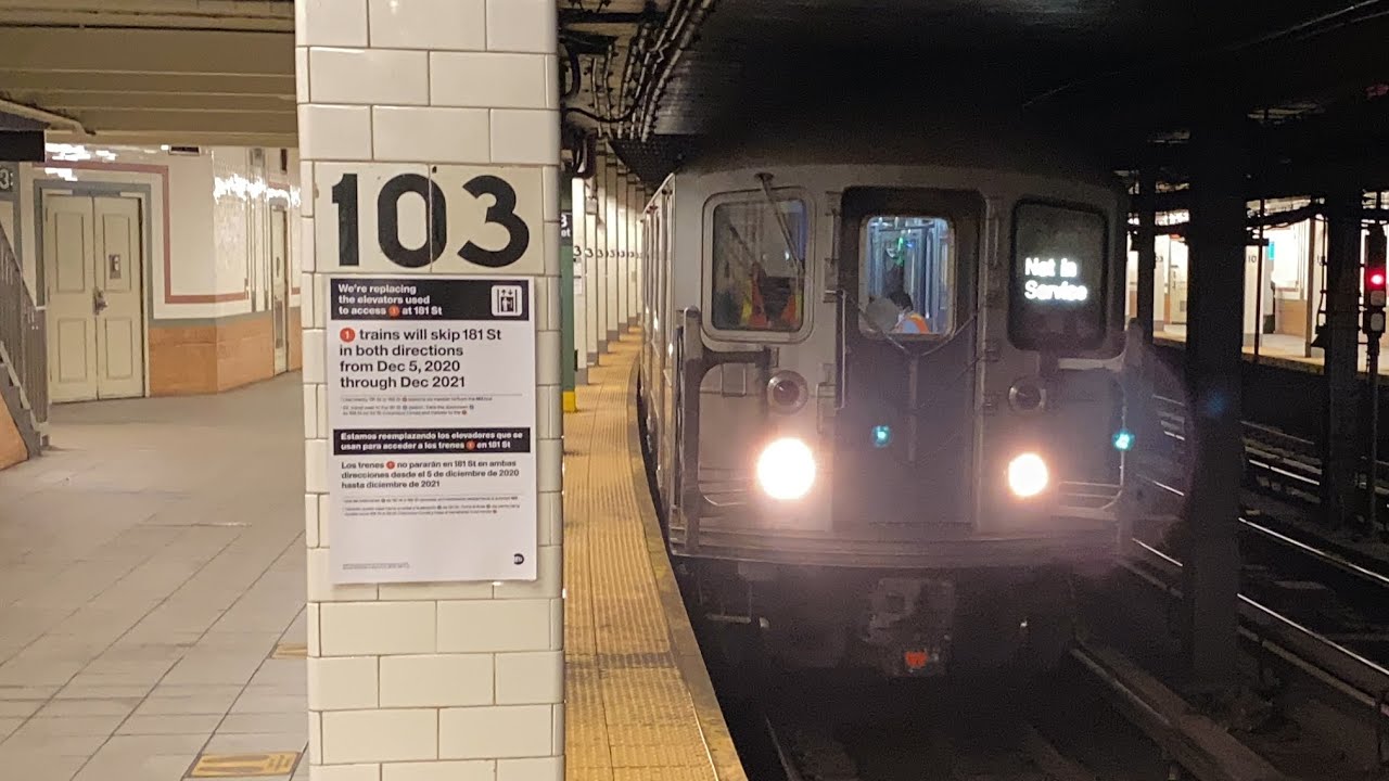 R62a/R127 garbage train leaving 103rd Street