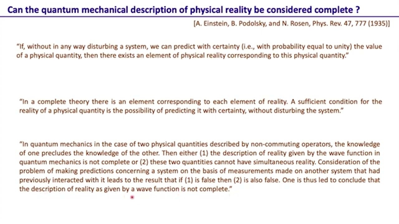 Can The Quantum Mechanical Description Of Physical Reality Be Considered Complete ? #swayamprabha