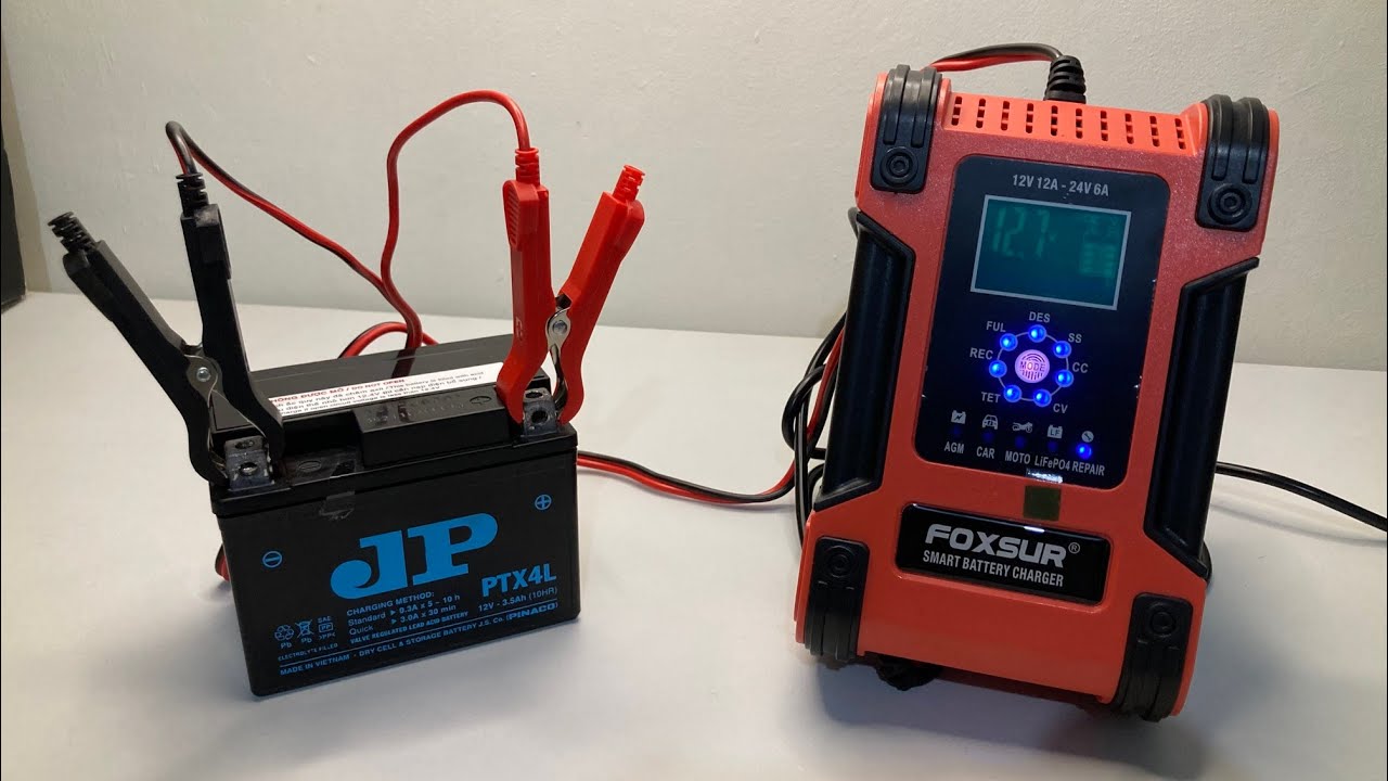 SMART BATTERY CHARGER 12V to 24V Foxsur for Car and Motorcycle BANGGOOD