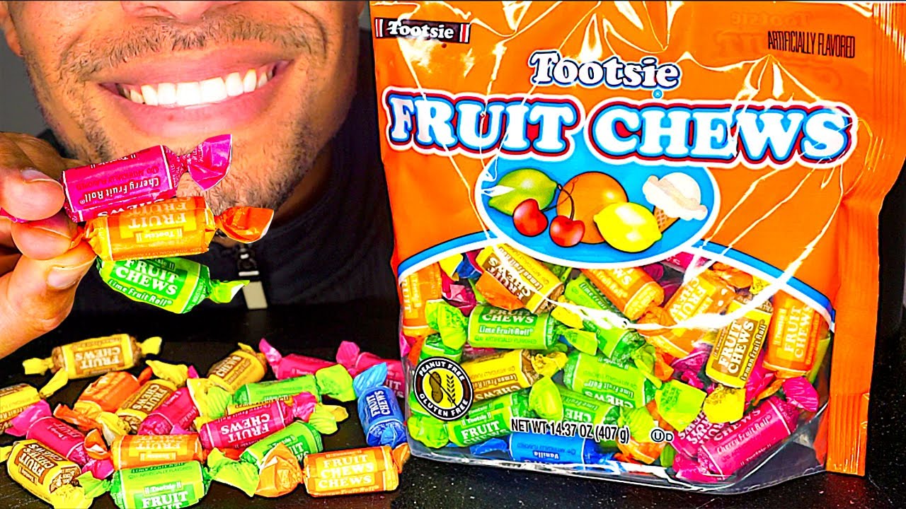 ASMR FRUIT CHEWS CANDY CHEWY SMACKING EATING SOUNDS SNACKS NO TALKING JERRY