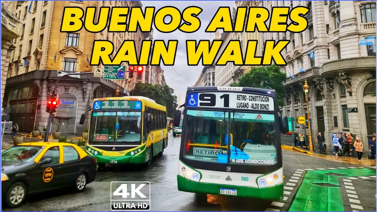 【4K】Caminando Bajo la Lluvia Buenos Aires⛈️ ARGENTINA - Invierno 2023
