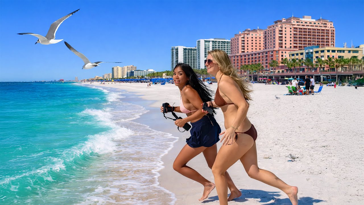 Clearwater Beach Florida 4K Beach Walking Tour Live Cam