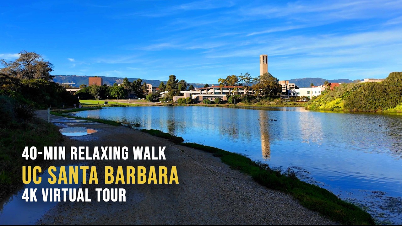 Relaxing 40 minute walk around UC Santa Barbara | Virtual Walking Tour | 4k video