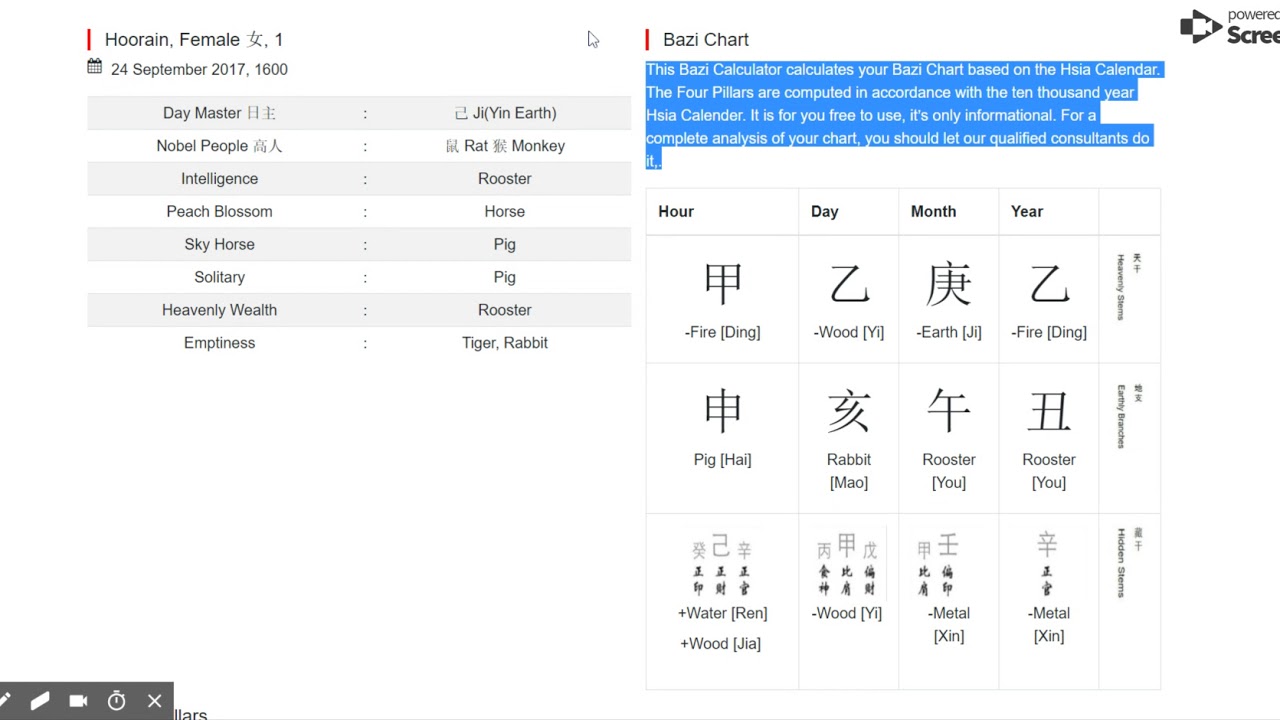 Bazi Chart - Calculate your destiny