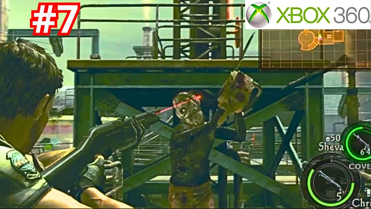 RESIDENT EVIL 5 NO XBOX 360 - DERROTANDO OS MALUCO DA MOTOSSERRA