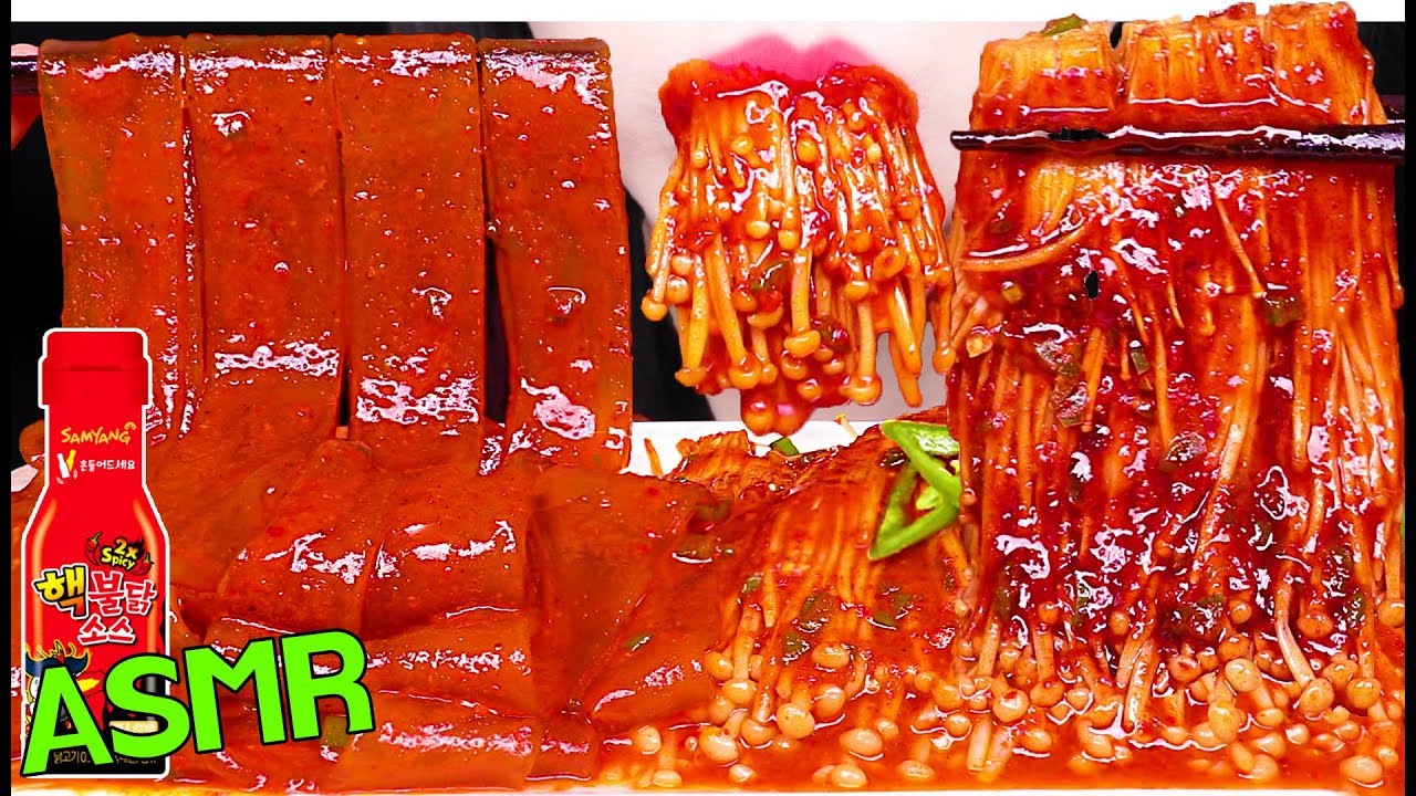 ASMR EXTRA NUCLEAR FIRE ENOKI MUSHROOMS, GLASS NOODLES 핵불닭 중국당면, 팽이버섯 먹방 EATING SOUNDS