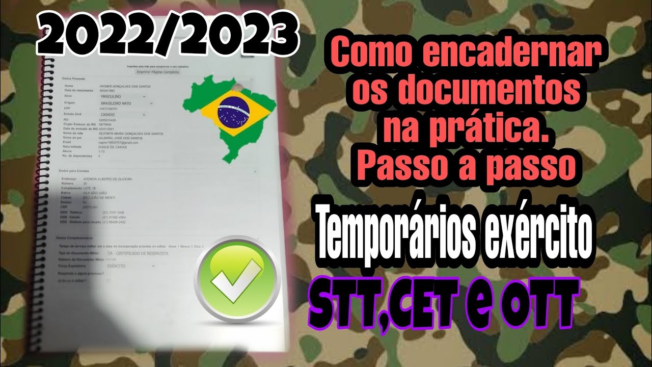 Como encadernar os documentos. Cabo, Sargento e Oficial Temporário. Exército