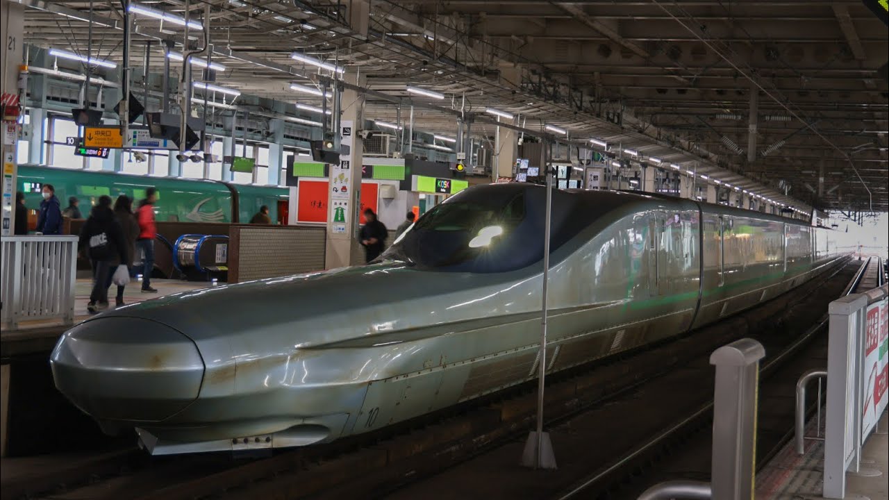 E956形ALFA-X 試運転 （仙台-新青森）が仙台駅を発車するシーン