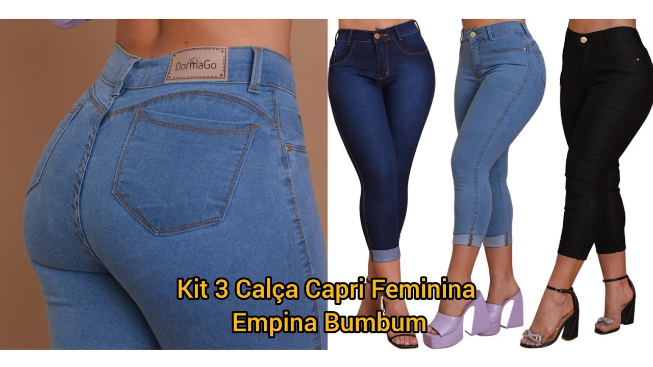 Kit 3 Calça Capri Feminina Empina Bumbum