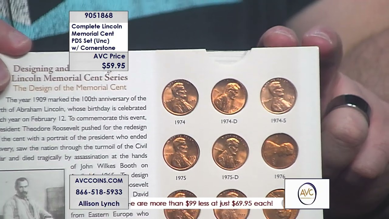 Complete Lincoln Memorial Cent PDS Set ( Unc ) w/ Cornerstone Album