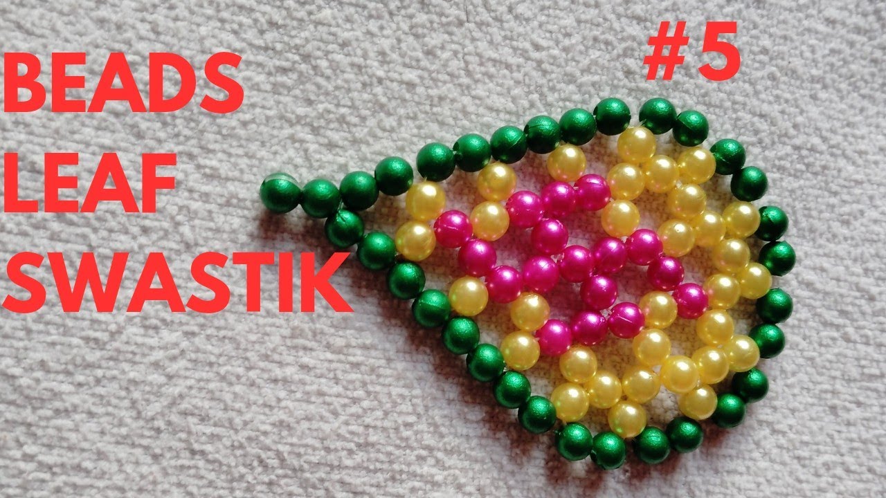 How to make beads beautiful leaf design swastik at home #diybeads #homedecorationmoti