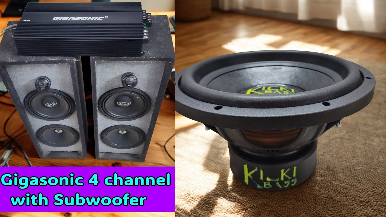 Gigasonic 4 channel amp performance on 2 speakers and 1 subwoofer , heavy quality 4 channel amp