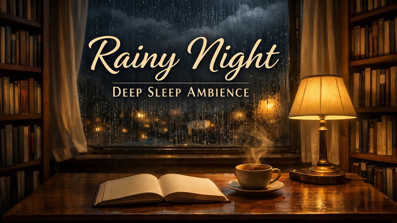 COFFEE IN LIBRARY WHILE RAINING | PERFECT FOR DEEP SLEEP