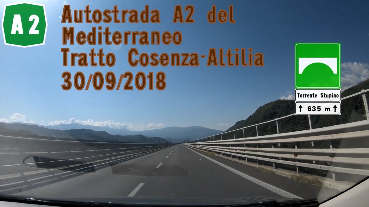 Autostrada A2 tratto Cosenza-Altilia 30/09/2018