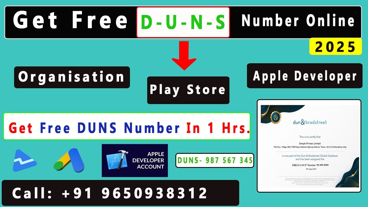 How To Get A FREE DUNS Number From Dun & Bradstreet | DUNS Number Apply | Get DUNS Number In 1 Hrs.✍